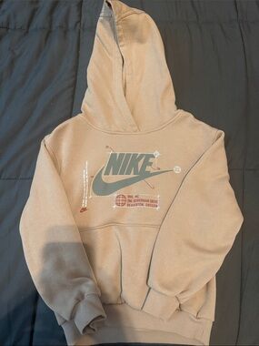 Nike Beige Hoodie with Olive Graphic